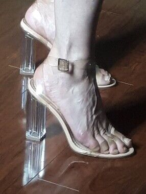 Cape Robbin Blush Nude Clear Strap Block Heel Sandals